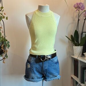 S/XS Knitted yellow tank top